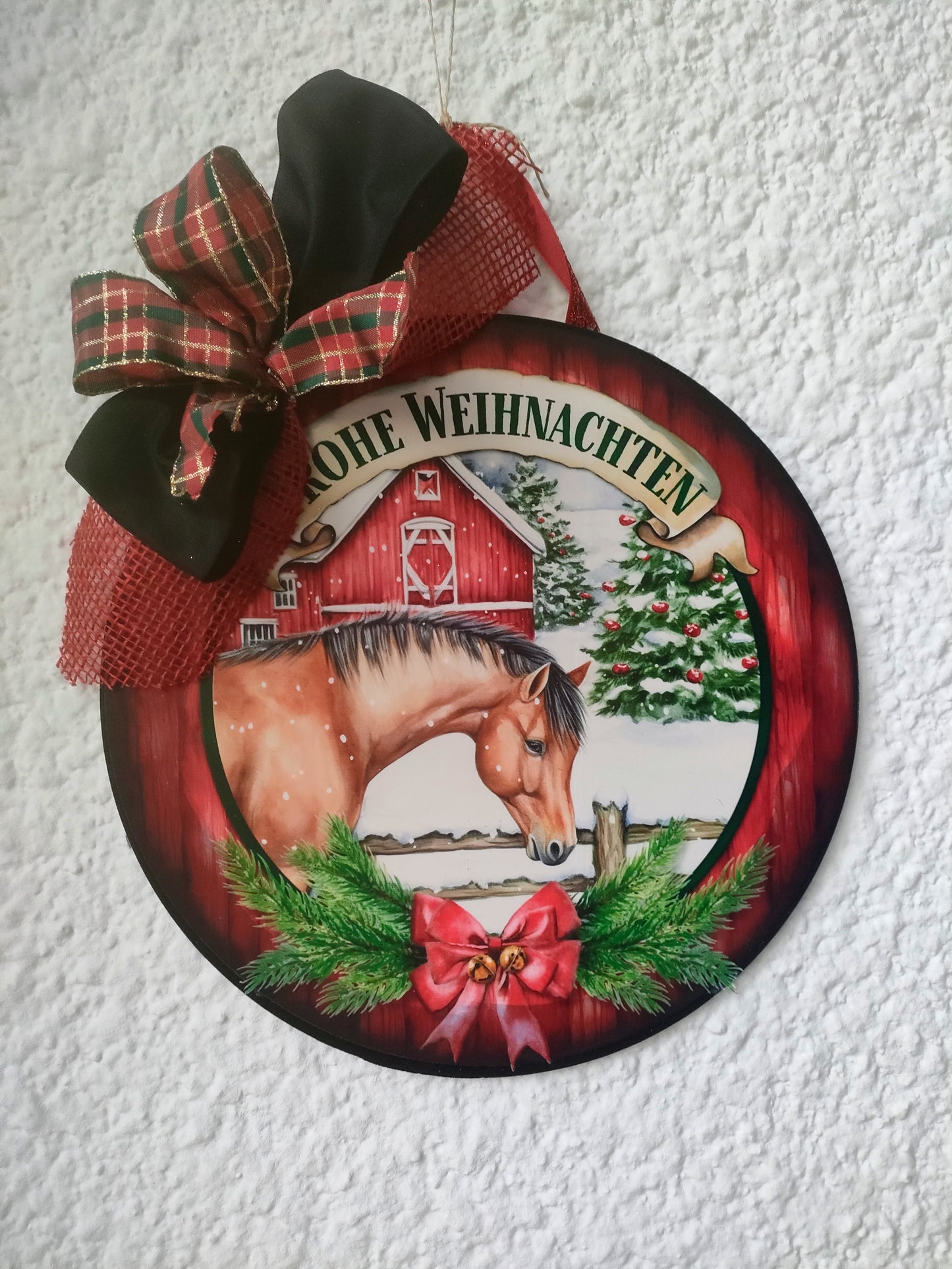 Weihnachts-Türschild Pferd Frohe Weihnachten