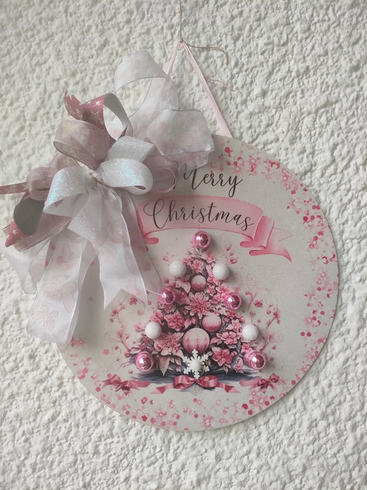 Türschild rosa glitter merry christmas